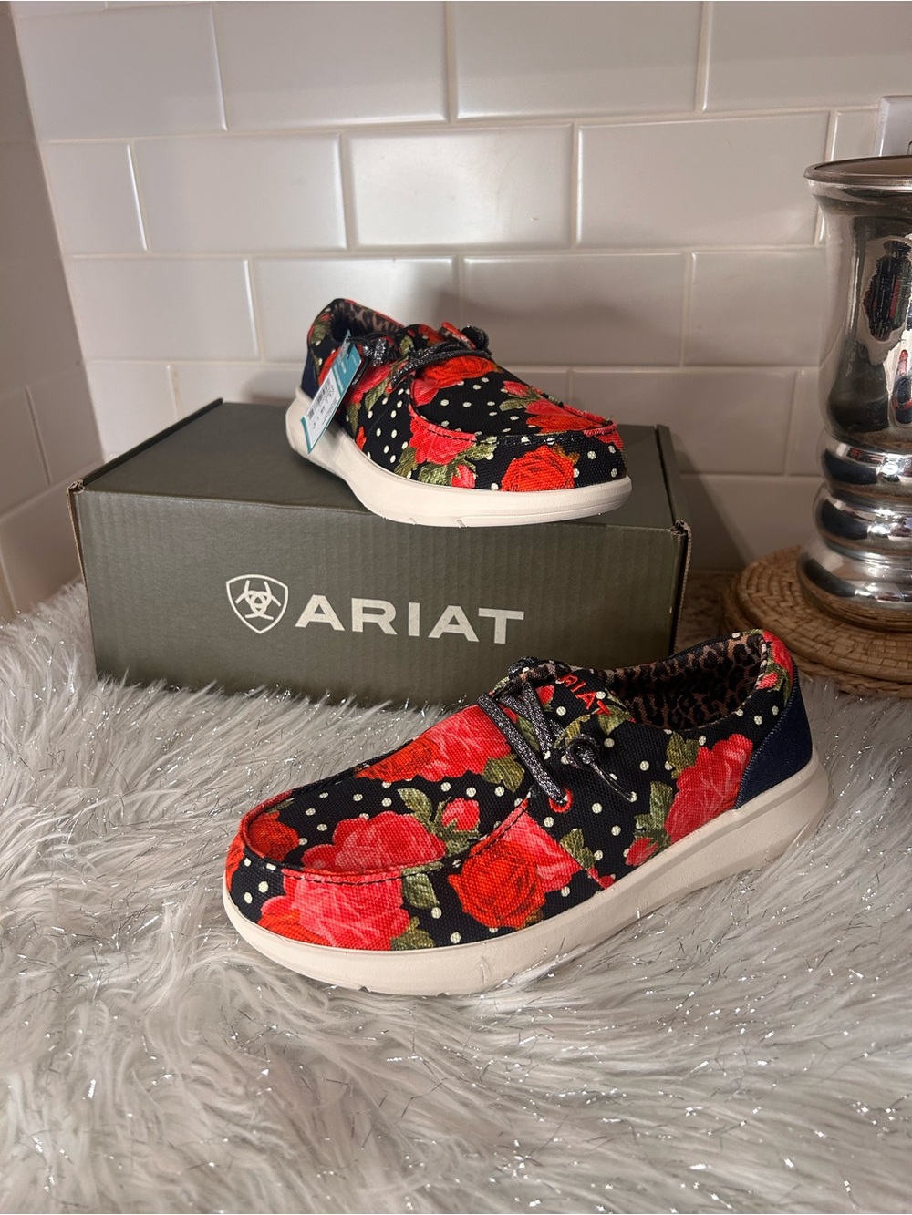 ARIAT Floral Loafers Hilo Quincy Rodeo Navy Punchy Polka Dot NWT